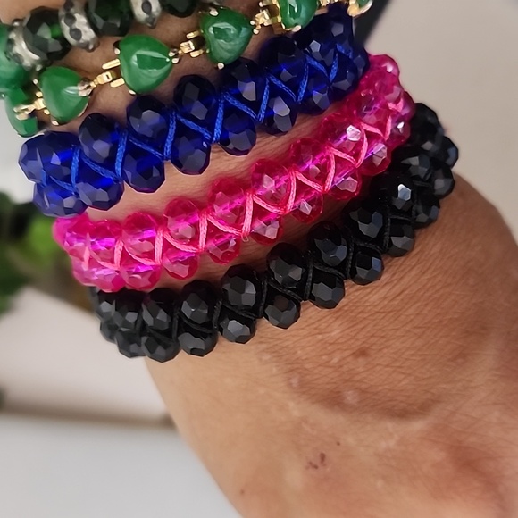 Glass Faceted Bead Satin Cord Pull Bracelet - Picture 7 of 7